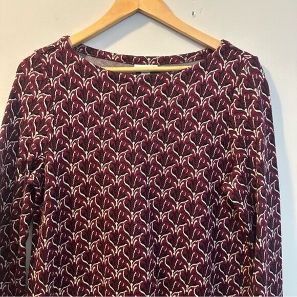 J Jill Ladie’s Ponte burgundy Top long sleeved tunic geometric Size Small - Picture 4 of 11